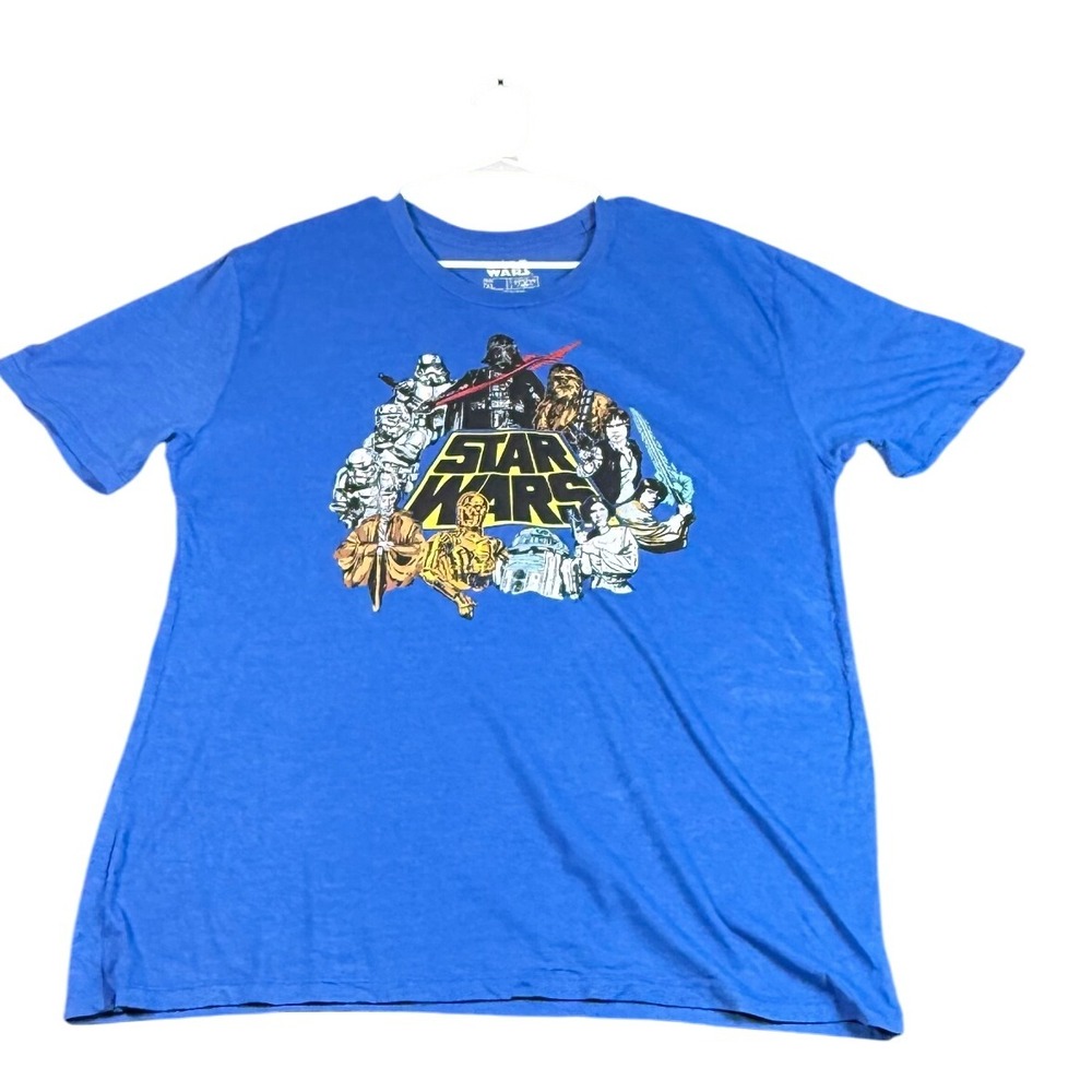 Star Wars‎ Graphic T-Shirt Crew Neck Short Sleeve Blue XL